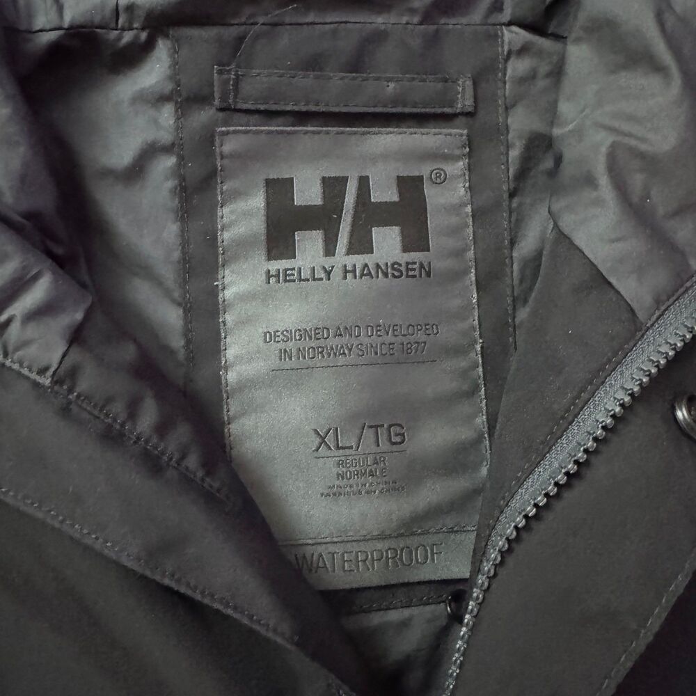 Helly Hansen Rain Jacket Mens XL Black Parka Helly Tech Performance Hooded - Picture 3 of 14